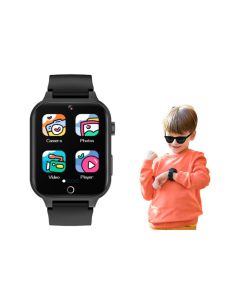Kids Smart Watch Touch Screen Elastic Strap Smartwatch With Video Camera Pedometer-Pink