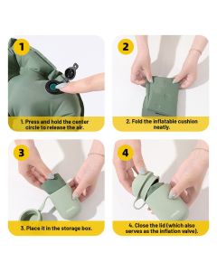 Portable Outdoor Inflatable Seat Cushion, Multi-Functional Inflatable Storage Box and Seat Cushion Combo, Portable Folding Seat Cushion for Camping and Travel, Portable Push-to-Inflate Cushion - Olive Green