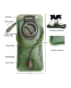 2L Outdoor Sports Hydration Pack, Portable Water Bladder for Running and Hiking, Food-Grade Water Bag - Black