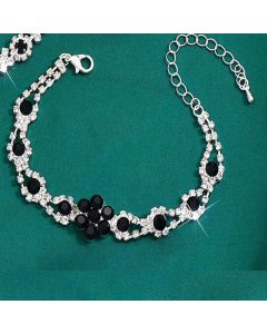 High-end Colored Gemstone Teardrop Jewelry 4-Piece Set, Women's Accessory Set, Wedding and Evening Accessories - Black