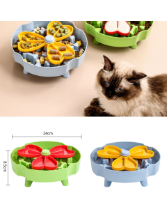 Detachable Rotating Slow-Feeding Pet Bowl, Non-Slip and Choke-Proof Feeding Bowl - Blue