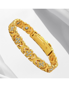 Lucky Clover Magnetic Bracelet with Free Heart Ring Set, Simple Everyday Women's Bracelet - Gold