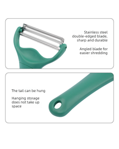 Dual Blade Vegetable Peeler & Cabbage Shredder, 2 in 1 Stainless Steel Julienne Slicer for Cabbage, Carrot, Potato, Fruit Salad Making