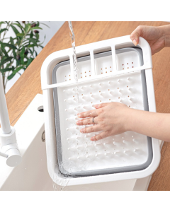 Multi Compartment Plastic Kitchen Utensil Holder, Foldable Dish Drain Basket for Bowl Plate Cup Chopsticks Storage