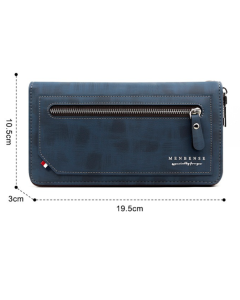 Vintage PU Leather Long Wallet for Men, Zipper-Around Phone Clutch with Detachable Wrist Strap - Light Brown