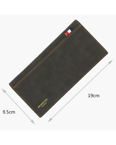 Men's Long Bifold PU Leather Wallet, Fabric-Textured Business Card Case with Zipper Coin Pocket, Multi-Card Slot Suit Pocket Purse for Daily Work and Travel (Black)