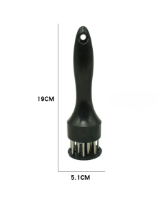 Stainless Steel Meat Tenderizer, 2.5cm Needle Pricker with Safety Guard & Automatic Rebound, for Steak, Pork, Chicken, BBQ & Marinade - Black