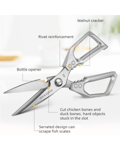 2-Pack Kitchen Scissors Set, SK5 Stainless Steel, Multi-Functional Straight & Curved Shears for Chicken Bones, BBQ, Fish, Vegetables - Black + Silver