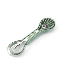 6-in-1 Multi-Fruit Tool 3-Piece Set, Stainless Steel Melon Baller and Carving Scoop for Watermelon and Cantaloupe Platters—Green