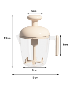 Semi-Auto Press Egg Mixer Cup, Large-Capacity Hand Whisk with Filter Spout for Baking, Whipping Cream, and Beating Eggs—White