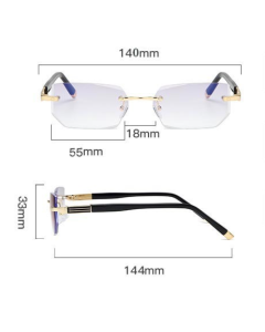 Business Metal Rimless Cut Anti Blue Light Reading Glasses, 2 Pack Different Powers +1.00 & +1.50 Diopter Fashion Readers for Men Women
