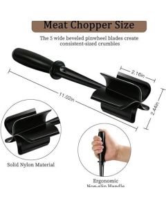 Food Grade Nylon 5-Blade Meat Chopper Spatula, Heat Resistant Non-Stick Ground Beef Masher Multi-Purpose Cooking Tool
