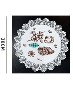 2-Pack Round PVC Lace-Printed Placemats, Waterproof, Oil-Resistant, Heat-Insulating Floral Table Mats - Tulip Pattern