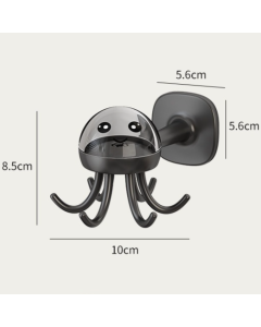 Octopus Rotating No-Drill Hook, Multi-Purpose Strong Adhesive 6-Claw Kitchen Utensil Wall Storage Rack—Gray