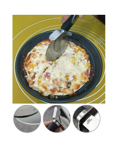 8cm Large Stainless Steel Pizza Cutter Wheel with Hand Guard, Anti-Slip Handle Baking Slicer
