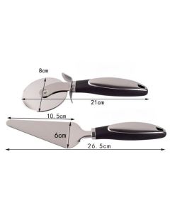 2Pcs Pizza Baking Tool Set, 8cm Stainless Steel Guard Pizza Cutter Wheel & Triangular Cheese Spatula