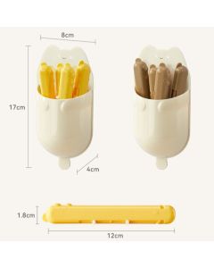 Cat Magnetic Storage Box Food Sealing Clips, Date Mark Snack Bag Sealer Clips—Brown