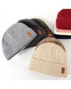 Double Fleece-Lined Vertical Stripe Knit Beanie, Unisex Thick Warm Winter Outdoor Cold-Proof Wool Hat - Red