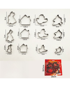 Stainless Steel Cookie Cutter Sets, DIY Press Baking Molds for Homemade Cookies & Pastries—Animal Shapes, 12-Piece Set