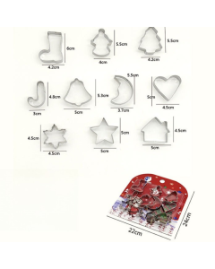 Stainless Steel Cookie Cutter Sets, DIY Press Baking Molds for Homemade Cookies & Pastries—Christmas Shapes, 10-Piece Set