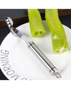 Stainless Steel Pepper Corer, Household Seed Remover Tool for Green Pepper, Bell Pepper & Bitter Melon