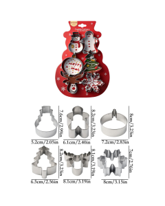 Stainless Steel Christmas Cookie Cutter 6-Piece Set, Holiday DIY Baking Molds for Cookies & Fondant—Snowman