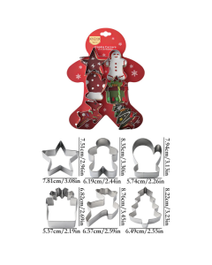 Stainless Steel Christmas Cookie Cutter 6-Piece Set, Holiday DIY Baking Molds for Cookies & Fondant—Gingerbread Man