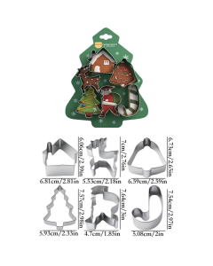 Stainless Steel Christmas Cookie Cutter 6-Piece Set, Holiday DIY Baking Molds for Cookies & Fondant—Christmas Tree