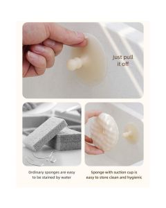 Donut Honeycomb Double Sided Dish Sponge With Suction Cup, Kitchen Cleaning Scrubber Set