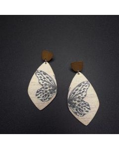 Bohemian Butterfly Earrings – Layered Wooden Drop Dangle Earrings for Women, Vintage Leaf-Shaped Boho Jewelry
