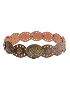 Boho Vintage Wide Waist Belt for Women Retro Ethnic Cutout Rivet Decorated Dress Waist Cincher 125cm Adjustable