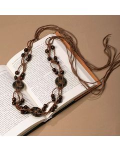 Ethnic Coin Wooden Bead Knotted Waist Belt Adjustable Drawstring Thin Boho Sash for Casual Dresses