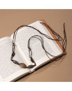 Vintage Carved Metal Wooden Slice Macrame Waist Belt Adjustable Drawstring Thin Ethnic Dress Sash