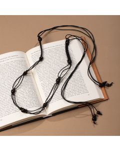 Vintage Dark Wooden Bead Macrame Waist Sash Adjustable Fringe Drawstring Thin Boho Dress Belt
