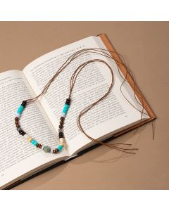 Tribal Multicolor Stone Bead Thin Waist Belt Adjustable Drawstring Fringe Boho Macrame Dress Sash