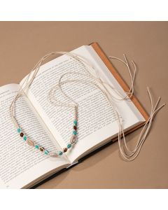 Coastal Cowrie Shell Turquoise Bead Macrame Waist Belt Adjustable Fringe Drawstring Boho Beach Sash