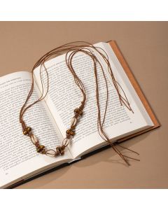 Boho Cowrie Shell Wooden Bead Macrame Waist Belt Adjustable Fringe Drawstring Ethnic Beach Dress Sash