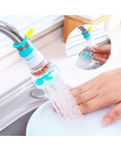 360 Rotating Tap Water Filter Nozzle, Multilayer Water Purifier Tap Adapter, Water Saving Shower Head Filter for Kitchen Sink-Blue