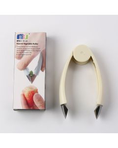 Stem Remover Tool for Strawberry, V Shape Fruit Huller Clip, Portable Berry Leaf Corer Picker for Kitchen-Cream