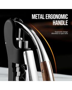 Lever Style Wine Bottle Opener, Heavy Duty Corkscrew with Built-in Foil Cutter for Home Bar Party