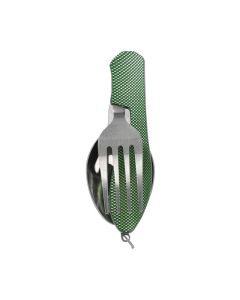 Folding Camping Cutlery Set, Multi Function Stainless Steel Spoon Fork Combo for Picnic Hiking Travel Backpacking-Green