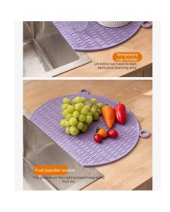 D Shape Double Sided Antibacterial Cutting Board Non Slip Kitchen Chopping Board with Draining Back-pink