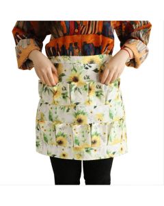 Sunflower Floral Egg Gathering Apron, Multi Compartment Egg Collecting Waist Apron, Waterproof Farm Egg Holder Apron for Backyard Chicken Owners