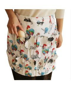 Sketch Rooster Print Egg Collecting Apron, Multi Pocket Egg Gathering Waist Apron, Sturdy Farm Egg Holder Apron for Poultry Farmers