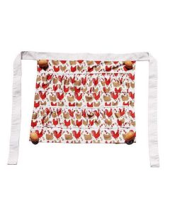 Red Vintage Rooster Egg Collecting Apron, Double Layer Multi Pocket Egg Gathering Waist Apron, Heavy Duty Farm Egg Holder Apron for Chicken Keepers