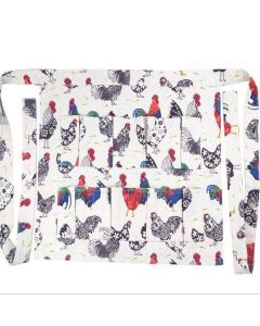 Patterned Colour Rooster Print Egg Gathering Apron, Multi Compartment Egg Collecting Waist Apron, Durable Poultry Farm Egg Holder Apron