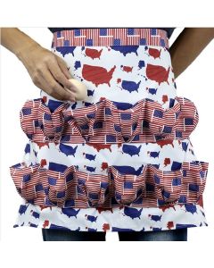 USA Map American Flag Egg Collecting Apron, Multi Pocket Egg Gathering Waist Apron, Patriotic Farm Egg Holder Apron for Chicken Farmers
