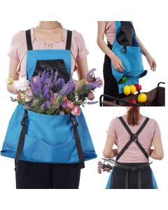 Garden Harvest Apron with Large Detachable Harvest Pouch, Adjustable Shoulder Strap Fruit Vegetable Picking Waist Apron, Multi Use Gardening Gathering Apron for Backyard Farmer-pink