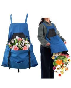 Garden Harvest Apron with Large Detachable Harvest Pouch, Adjustable Shoulder Strap Fruit Vegetable Picking Waist Apron, Multi Use Gardening Gathering Apron for Backyard Farmer-green