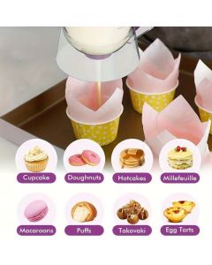 4 Cup Batter Dispenser Measuring Pitcher with Lid, Pancake Cupcake Waffle Batter Separator Jug, Clear Baking Mix Dispenser with Measurement Markings-perple